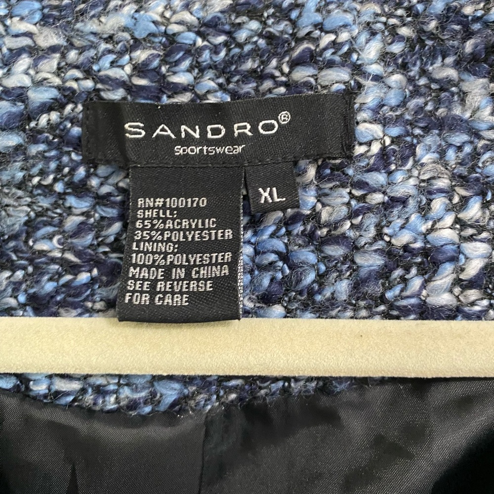 Sandro Sportswear Blue Black Tweed Jacket Size XL - Picture 3 of 4